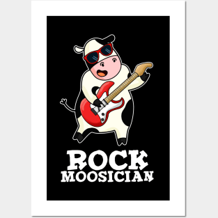 Rock Moosician Funny Cow Pun Posters and Art